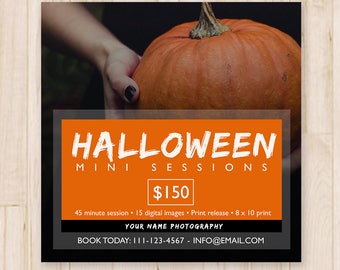Halloween Mini Sessions Template - Booking Ad, Newsletter Template, Fall Marketing Board Template - Photoshop PSD *INSTANT DOWNLOAD*