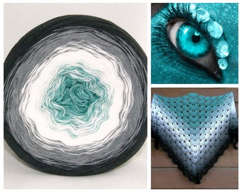 OPAL EYE, black, grey, white, opal, MANDALA yarn, Cotton & Acrylic, Gradient Yarn, Cake Yarn, Self Striping Yarn, Ombre Yarn, Skye Bazaar