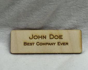 Custom Name Tag - Custom Laser Engraved Magnetic Back Wooden Name Tag