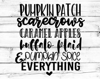Fall List SVG - Png, Pumpkin Spice Everything Svg, Fall Svg, Pumpkin Patch Svg, Scarecrows Svg, Cricut Svg, Svg Files for Cricut
