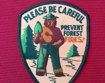 Smokey the Bear Please Be Careful Prevent FOREST Fires! Vintage Patch Mint L@@K CAMPING