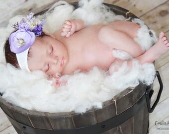 Newborn Headband, Newborn Tieback set, Newborn Wrap Set, Newborn Prop, Newborn Wrap, Baby Headband, Baby Wrap, Lavender Tieback