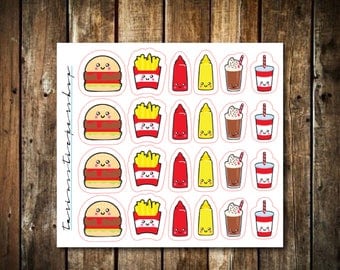 Burger & Fries Stickers // Functional Stickers for Any Planner