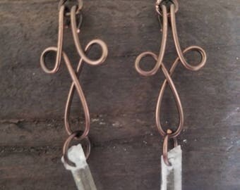 Clear quartz point earrings