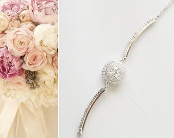 Bridal Bracelet, Crystal Wedding Bracelet, Bridal Jewelry, Simple Bracelet, Round Bracelet, Hochzeit Armbänder