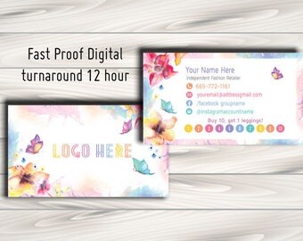 LLRoe Business Punch Cards Home Office Approved Colors and Font - watercolour