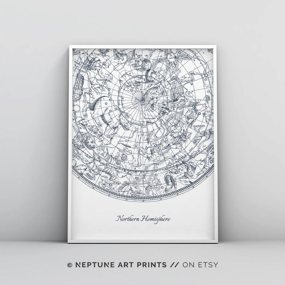 Northern Hemisphere Print Celestial Star Chart