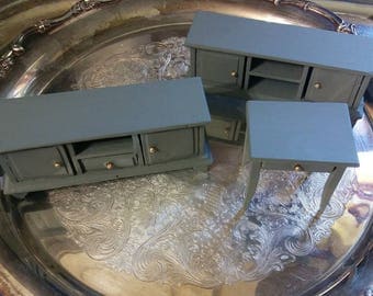 Gray dollhouse furniture set