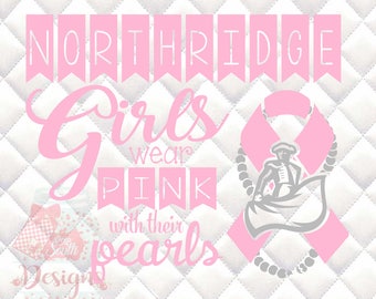 Californa Northridge -CSUN- Matadors Pink and Pearls - Breast Cancer Awareness - SVG, Silhouette studio and png bundle