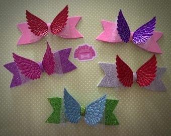Wing hair bows, handmade, many colours available, made on hair clips, perfect presents