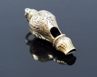 Antique Miniature Silver Whistle Pendant