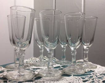 Vintage Cordial Glasses, Set of 6 Vintage Cordial Glasses, Flared, Georgian, Cordial