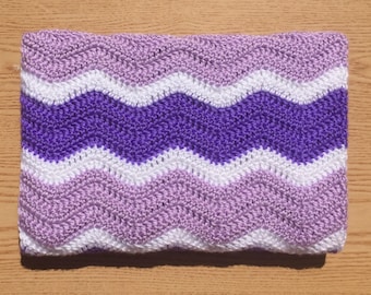Purple Crochet Baby Blanket/ Crochet Chevron Blanket/ Crochet Ripple Blanket/ Baby Girl Blanket/ Purple Chevron Blanket
