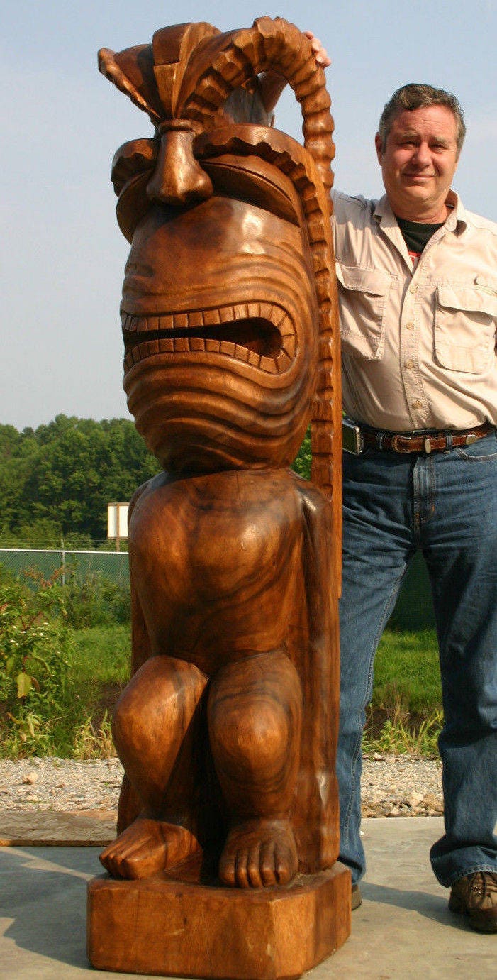 TIKI WOOD Tiki Statue Giant Mahogany hand carved 70 Tiki