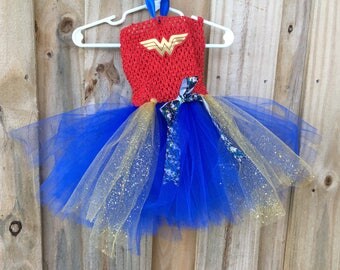 Wonder Woman Costume/ Tutu Dress/ Halloween Costume/ Wonder Woman Birthday/ Cosplay/ Tutu/ Dress/ Halloween/Birthday