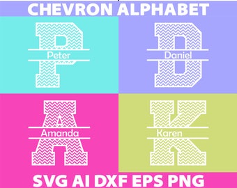 Split Chevron Letters SVG Ai Png Eps Dxf Cut Cutting Birthday Invitation Logo Team Movie Digital Download Cricut