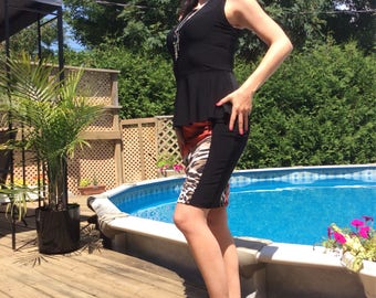 Stretch adjustable high waist short skirt