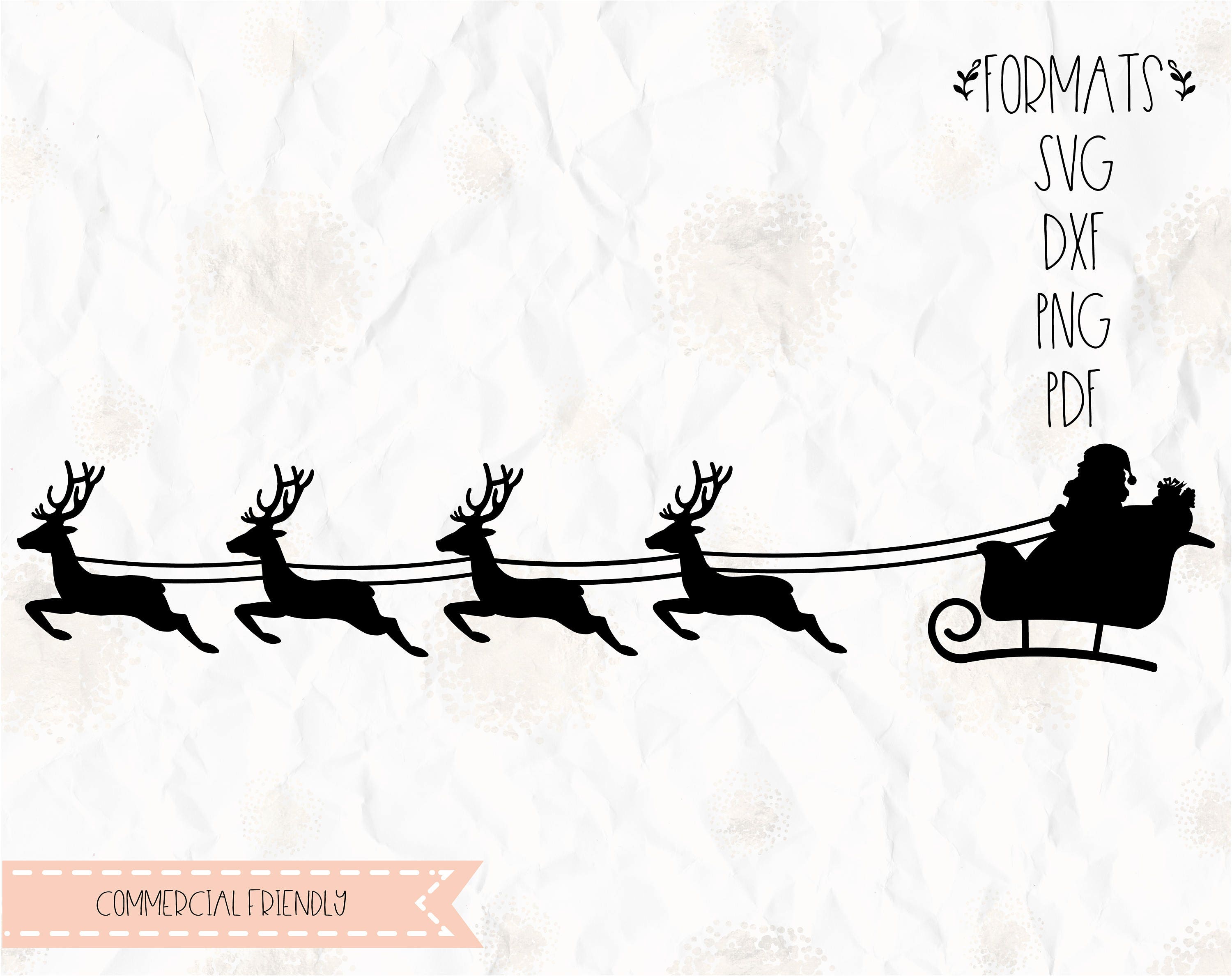Download Santa clause on sleigh, reindeer, Rudolph, SVG (layered ...