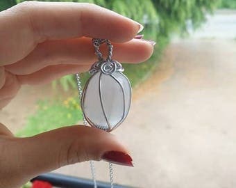 Selenite Crystal Necklace, Birthstone, Pendant
