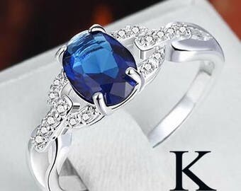 Women Fashion Blue Sapphire & White Topaz Gemstone 925 Sterling Silver