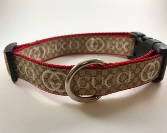 Red Gucci-Esque Designer Inspired Dog Collar