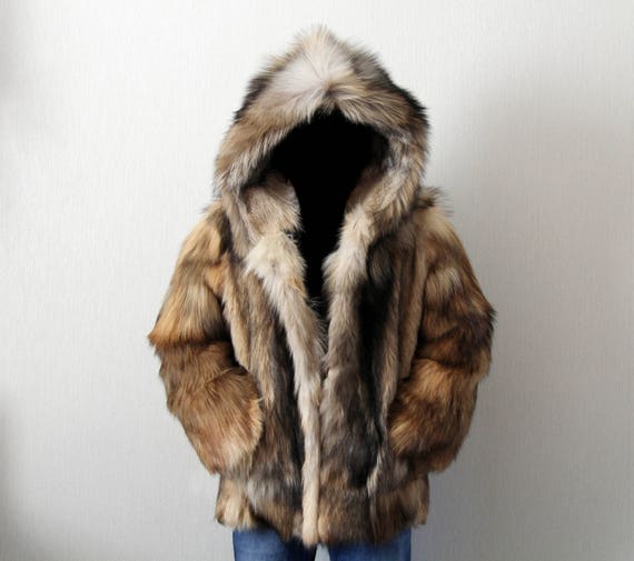 Men's jacket wolf fur new