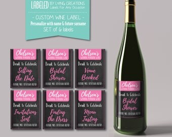 wedding planning wine labels - engagement gift - custom set of wine stickers - wine labels - personalized labels - wedding milestones