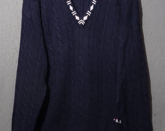 FILA vintage 80s pullover sweater sz xl tennis-sweater (s2513)