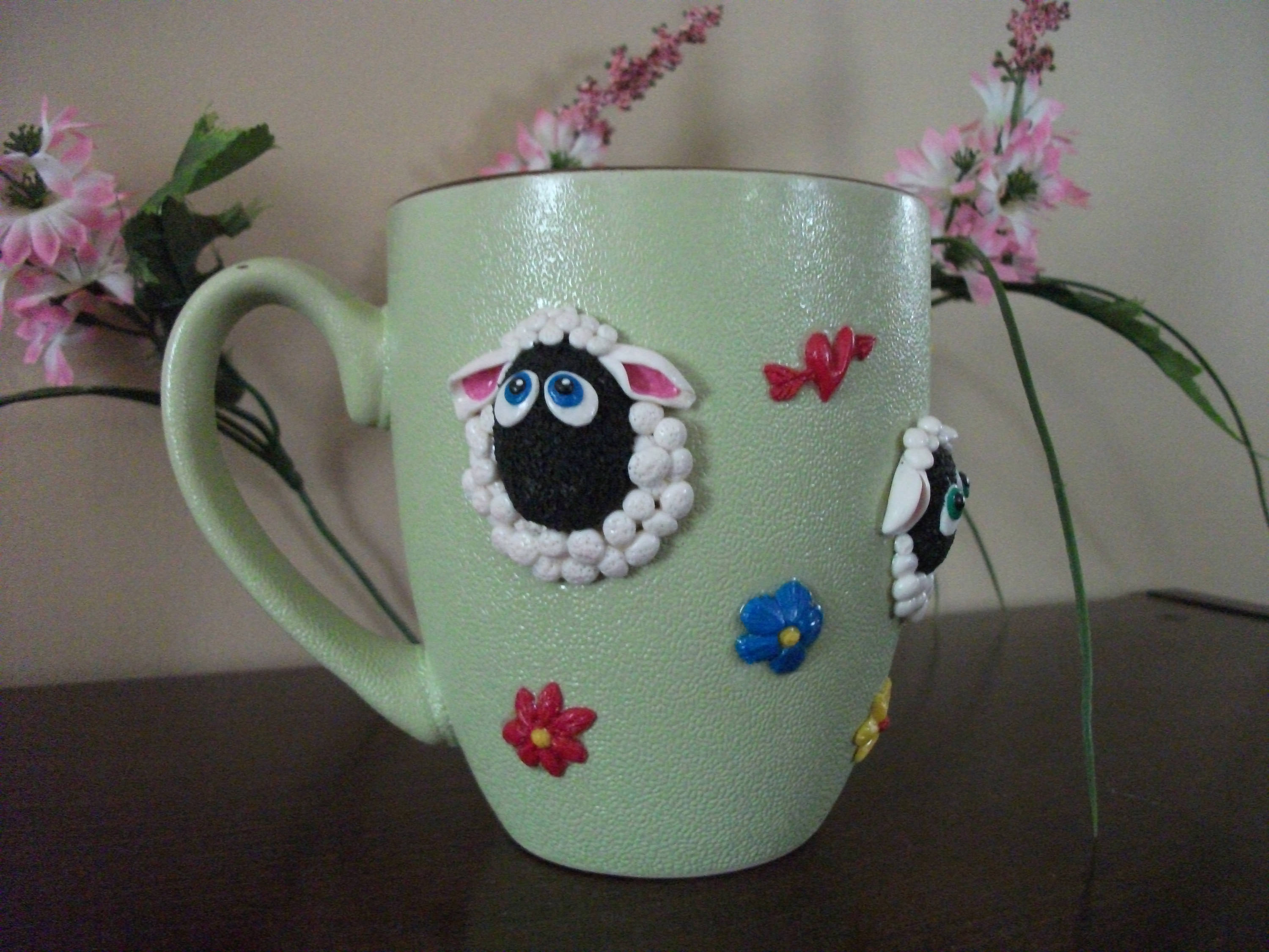 polymer clay on ceramic mug handmade polymer clay mug