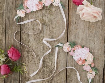 8 Floral Paper Tiara, Floral Tiara, Hen Tiara, Baby Shower, Bachelorette Tiara, Birthday Tiara, Girls Birthday Party, Tea Party Decor, Boho