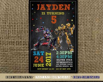 Transformer Invitation,Transformer Birthday,Transformer Birthday Invitation,Transformer Party,Transformer Editable,Transformer-SL27