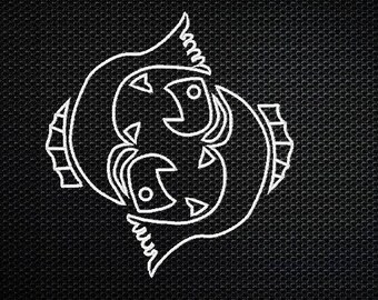Star Sign Fish Embroidery Design - 4x4 & 5x7 Inches Instant Download!