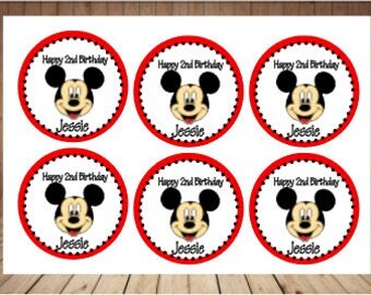 Set of 24 - Mickey Mouse Labels, Mickey Mouse Personalized Labels, Mickey Mouse Bag Tags, Mickey Mouse Stickers