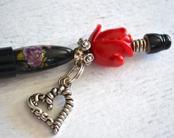 Pen-gem Pearl ROSE and heart