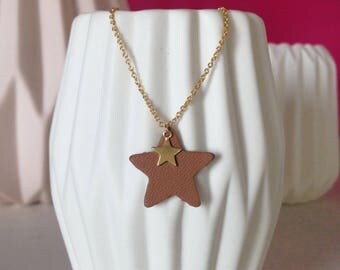 "Véga" camel leather necklace