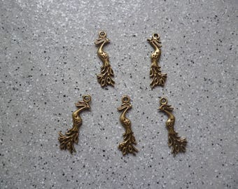 1 Lot de 5 phoenix en métal bronze