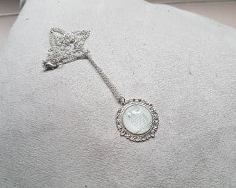 Necklace silver OWL on a white background