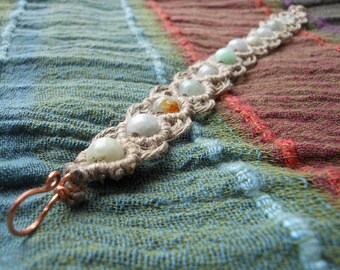 Boho hippie hemp macrame bracelet with agate beads