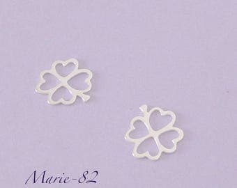 1 Trèfle 4 Feuilles 10 mm / Breloque Argent Massif