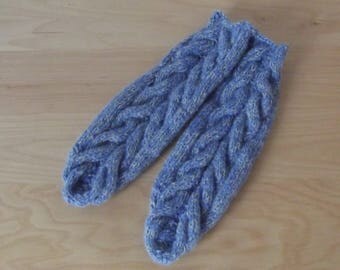 Pair of adult slippers Blue Heather wool