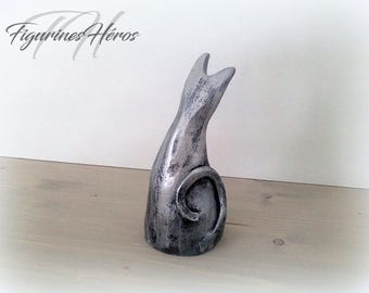 Modern abstract cat figurine, clay