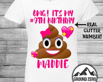 Emoji Birthday Shirt - Poop Emoji Party Shirt - OMG Emoji Shirt - Girl's Birthday Shirt