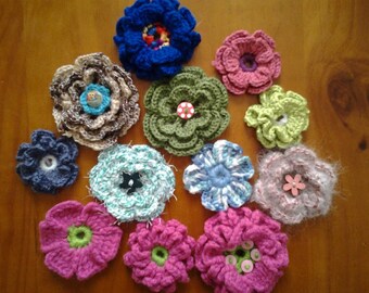 Set of crochet flowers handmade 10