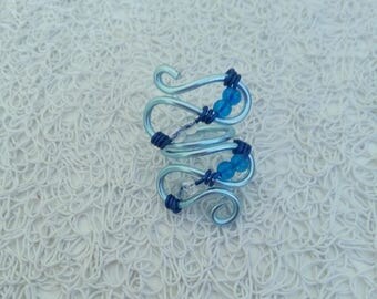 ring made of aluminum and pearls turquoise blue, Midnight Blue