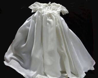 Christening Gown with Lace Bodice and Overskirt