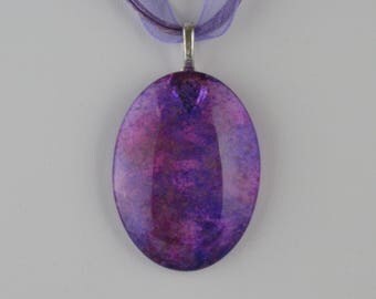 Purple & Magenta Glass Cabochon Necklace