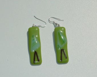 "Wading" earrings in fused glass