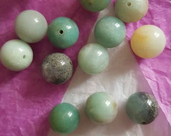 5 Amazonite beads natural 12 mm
