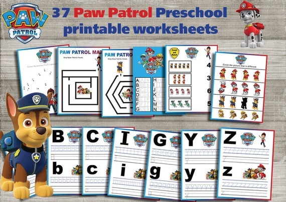 paw patrol preschool printable worksheets package learning