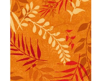 patchwork fabric floral on orange background